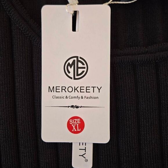 NWT Merokeety Womens Knit Sleeveless Fit And Flare Sweater Dress Black XL - Picture 4 of 13
